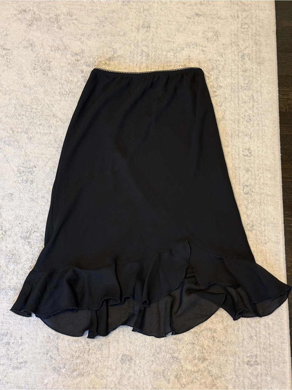 Black Ruffle Midi Skirt